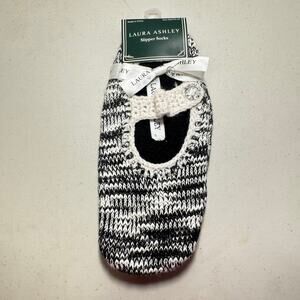Laura Ashley Black and White Gripper Slipper Socks NWT one size fits all